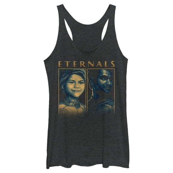 Women's Marvel Eternals Sprite and Kingo Racerback Tank Top Black Heather X Large