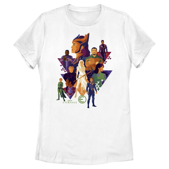 Women's Marvel Eternals Triangle Portraits Graphic Tee White Large