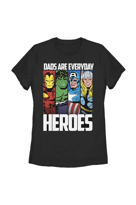 Women's Marvel Father's Day Avengers Everyday Heroes  Graphic Tee Black Small