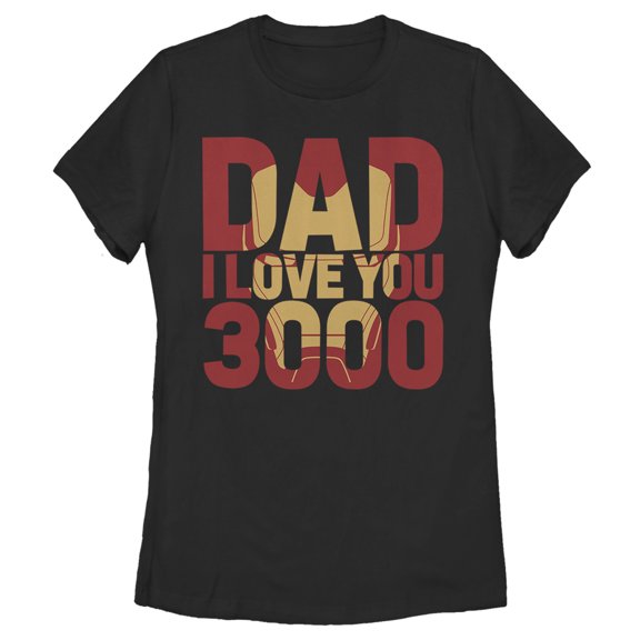 Women's Marvel Father's Day Iron Man Dad Love You 3000 Text  Graphic Tee Black Medium