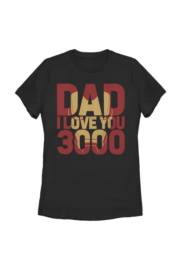 Women's Marvel Father's Day Iron Man Dad Love You 3000 Text Graphic Tee Black Small