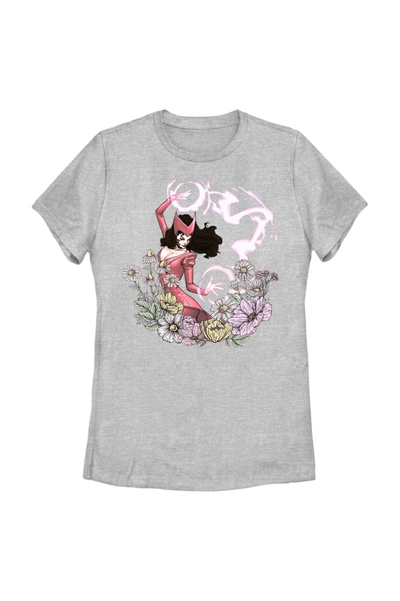 Women's Marvel Floral Scarlet Witch  Graphic Tee Athletic Heather 2X Large