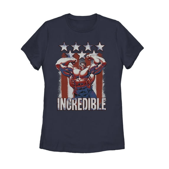 Women's Marvel Fourth of July Incredible Hulk Graphic Tee Navy Blue Medium