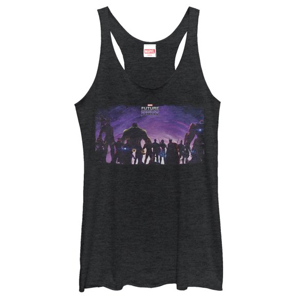 Women's Marvel Future Fight Character Silhouette Racerback Tank Top Black Heather Large