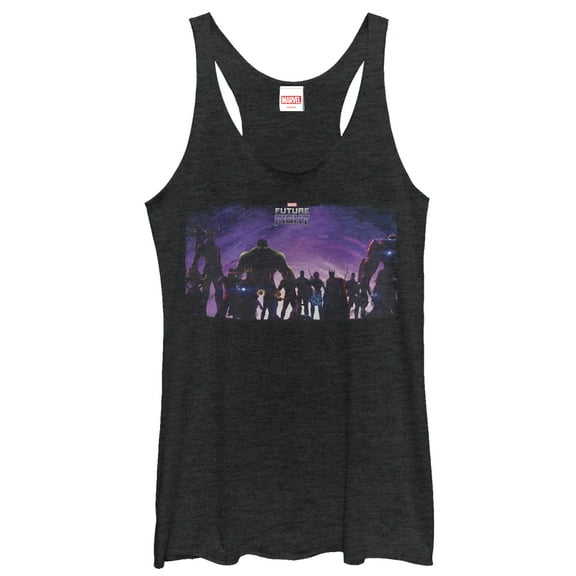 Women's Marvel Future Fight Character Silhouette  Racerback Tank Top Black Heather Medium