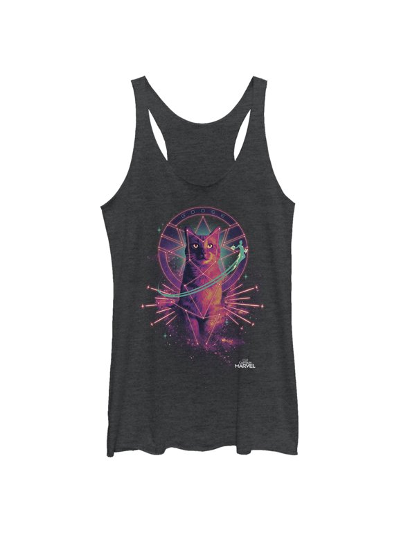 Women's Marvel Galactic Goose Cat Racerback Tank Top Black Heather X Small
