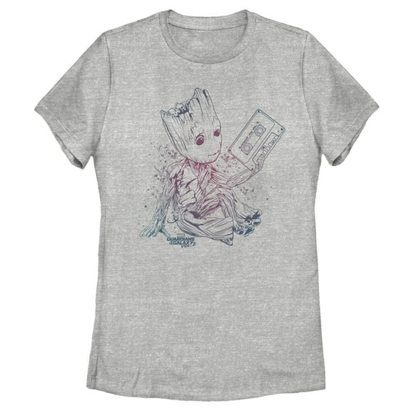 Women's Marvel Guardians of Galaxy Vol. 2 Groot Jams  Graphic Tee Athletic Heather Large