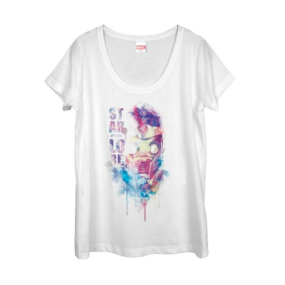 Women's Marvel Guardians of the Galaxy Vol. 2 Star-Lord Drip  Scoop Neck White 2X Large
