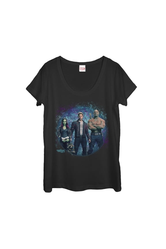 Women's Marvel Guardians of the Galaxy Vol. 2 Team Starry Sky  Scoop Neck Black 2X Large