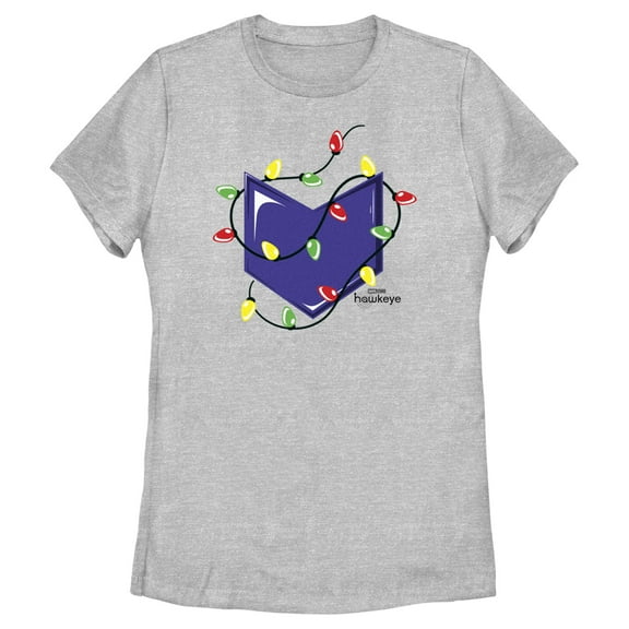 Women's Marvel Hawkeye Arrow Icon Christmas Lights  Graphic Tee Athletic Heather Small