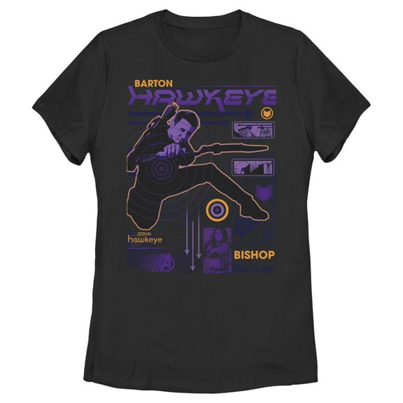 Women's Marvel Hawkeye Barton and Bishop Bullseye Everytime  Graphic Tee Black 2X Large