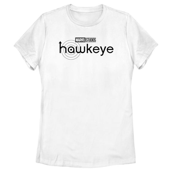 Women's Marvel Hawkeye Black and White Logo  Graphic Tee White X Large