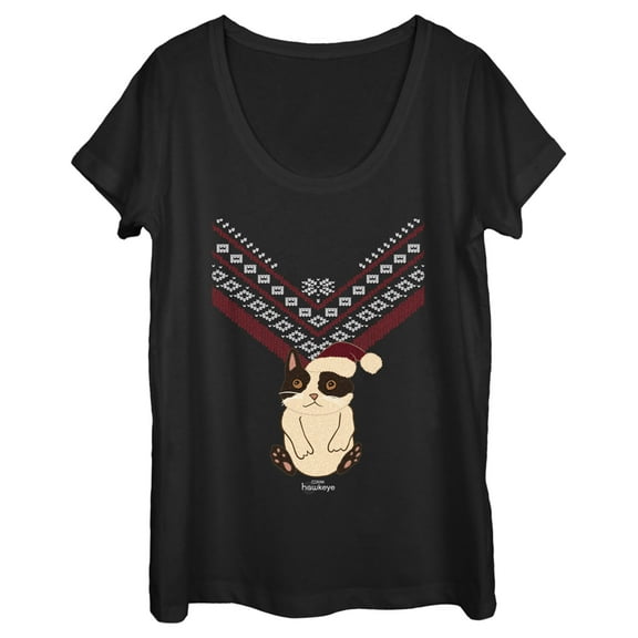 Women's Marvel Hawkeye Christmas Cateye  Scoop Neck Black Small