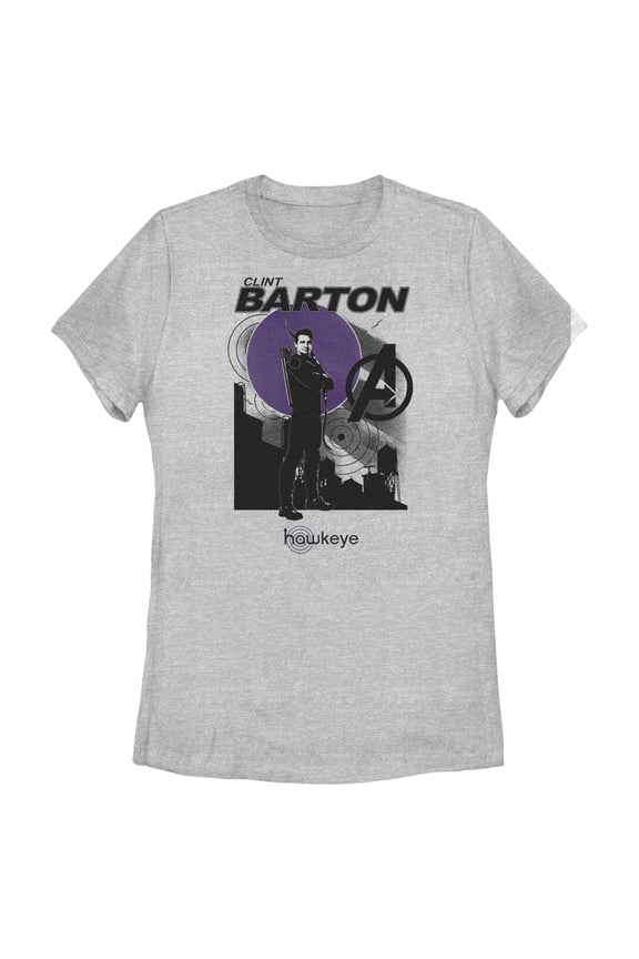 Women's Marvel Hawkeye Clint Barton Portrait Graphic Tee Athletic Heather 2X Large