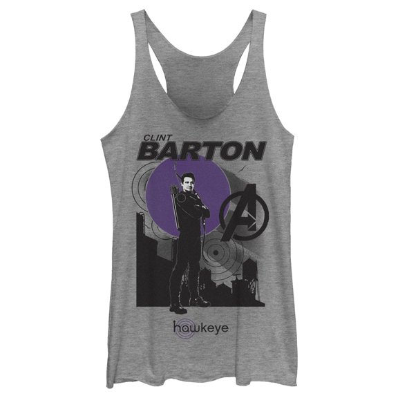 Women's Marvel Hawkeye Clint Barton Portrait  Racerback Tank Top Gray Heather X Small