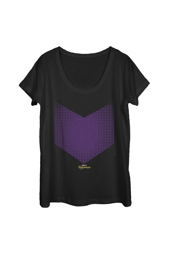 Women's Marvel Hawkeye Halftone Arrow Icon  Scoop Neck Black Large