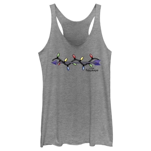 Women's Marvel Hawkeye Holiday Arrow  Racerback Tank Top Gray Heather Medium