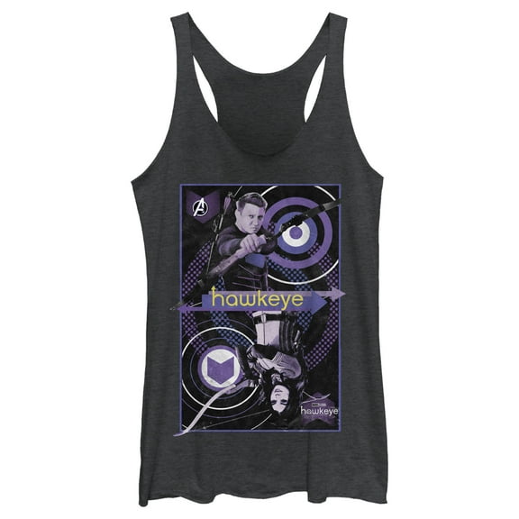 Women's Marvel Hawkeye King of Arrows  Racerback Tank Top Black Heather Medium