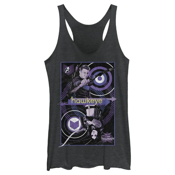 Women's Marvel Hawkeye King of Arrows Racerback Tank Top Black Heather Medium