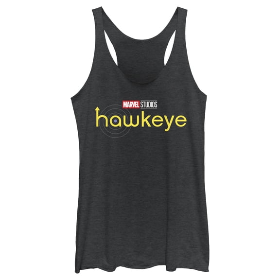 Women's Marvel Hawkeye Logo  Racerback Tank Top Black Heather Large