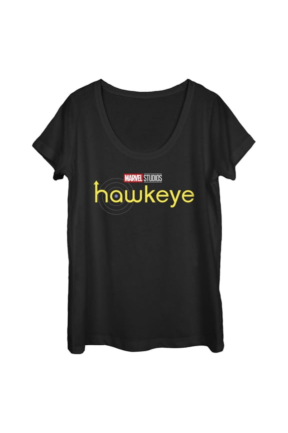 Women's Marvel Hawkeye Logo Scoop Neck Black Large