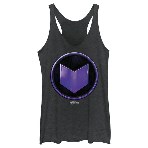 Women's Marvel Hawkeye Purple Arrow Icon  Racerback Tank Top Black Heather X Large