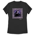 thumbnail image 1 of Women's Marvel Hawkeye Ready To Shoot Bow Purple Box Graphic Tee Black Medium, 1 of 4