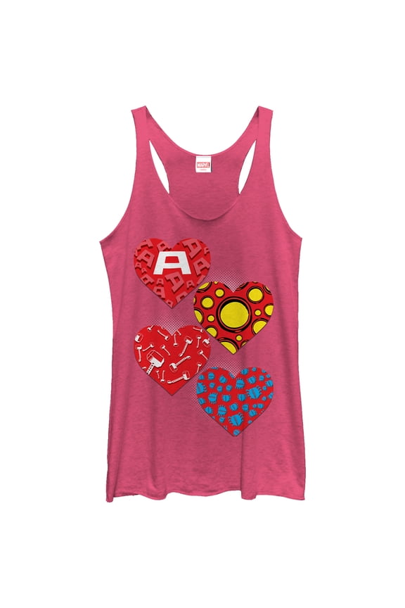 Women's Marvel Hero Hearts Racerback Tank Top Pink Heather Small
