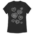 thumbnail image 1 of Women's Marvel Hero Icon Hearts  Graphic Tee Black Small, 1 of 4