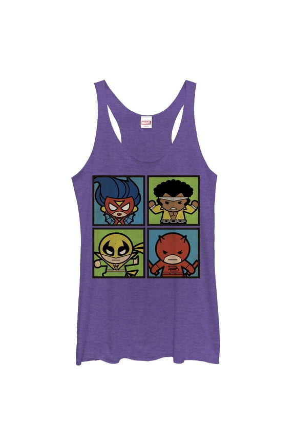 Women's Marvel Heroes for Hire Kawaii Racerback Tank Top Purple Heather Large