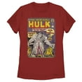 thumbnail image 1 of Women's Marvel Hulk Comic Book Cover Print  Graphic Tee Red Small, 1 of 3