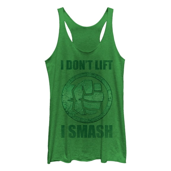 Women's Marvel Hulk Smash  Racerback Tank Top Envy Green 2X Large