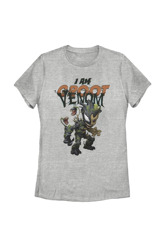 Women's Marvel I Am Groot Infected Venom  Graphic Tee Athletic Heather Medium