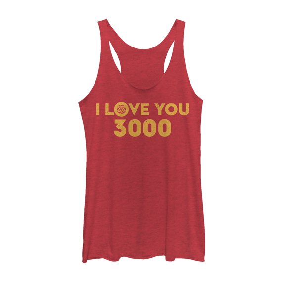 Women's Marvel I Love You 3000 Arc Reactor Racerback Tank Top Red Heather Large