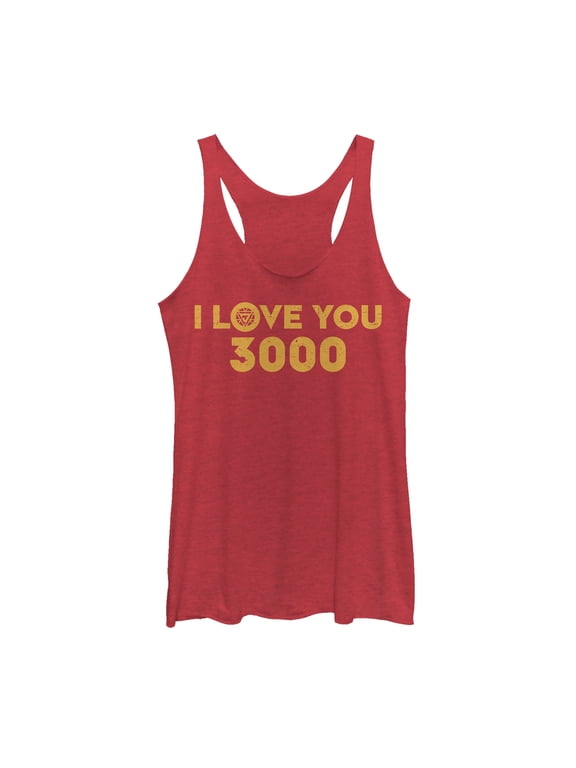 Women's Marvel I Love You 3000 Arc Reactor Racerback Tank Top Red Heather Large