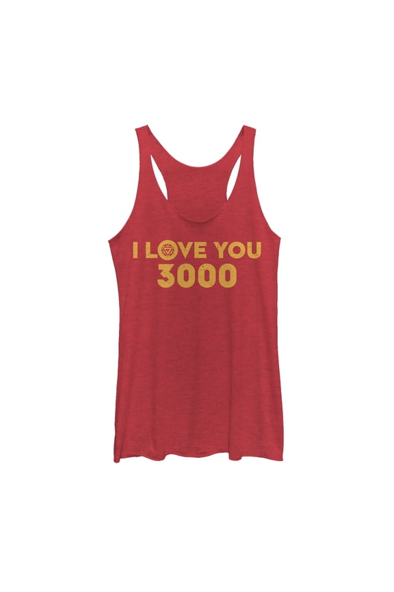 Women's Marvel I Love You 3000 Arc Reactor  Racerback Tank Top Red Heather X Small