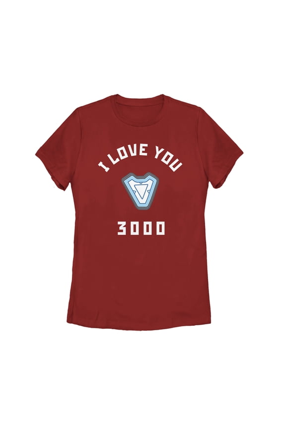 Women's Marvel I Love You 3000 Iron Man Reactor  Graphic Tee Red Medium