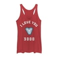 thumbnail image 1 of Women's Marvel I Love You 3000 Iron Man Reactor  Racerback Tank Top Red Heather X Small, 1 of 3