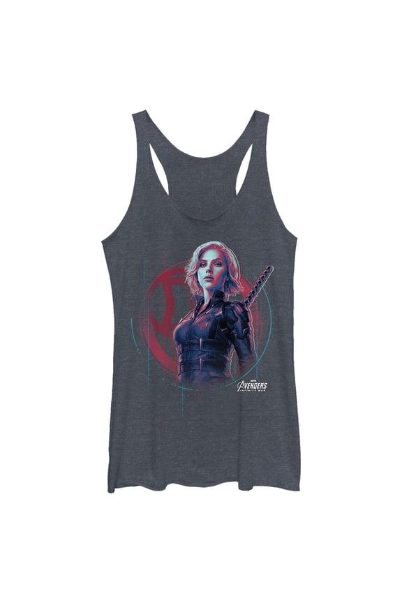 Women's Marvel Infinity War Widow Icon Tech  Racerback Tank Top Navy Blue Heather Large