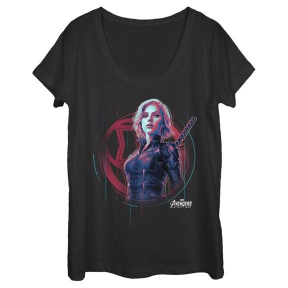 Women's Marvel Infinity War Widow Icon Tech  Scoop Neck Black Small