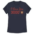 thumbnail image 1 of Women's Marvel Iron Man Love 3000 Forever  Graphic Tee Navy Blue Medium, 1 of 4