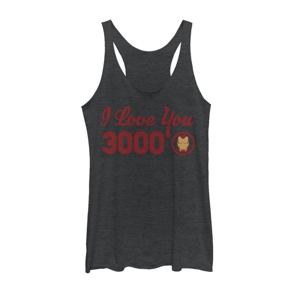 Women's Marvel Iron Man Love 3000 Forever  Racerback Tank Top Black Heather Small