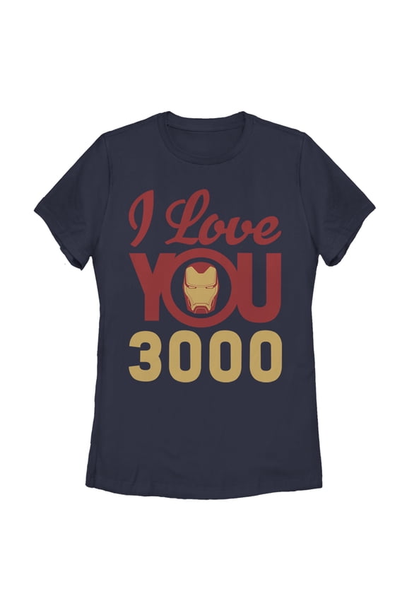 Women's Marvel Iron Man Love 3000 Graphic Tee Navy Blue Small
