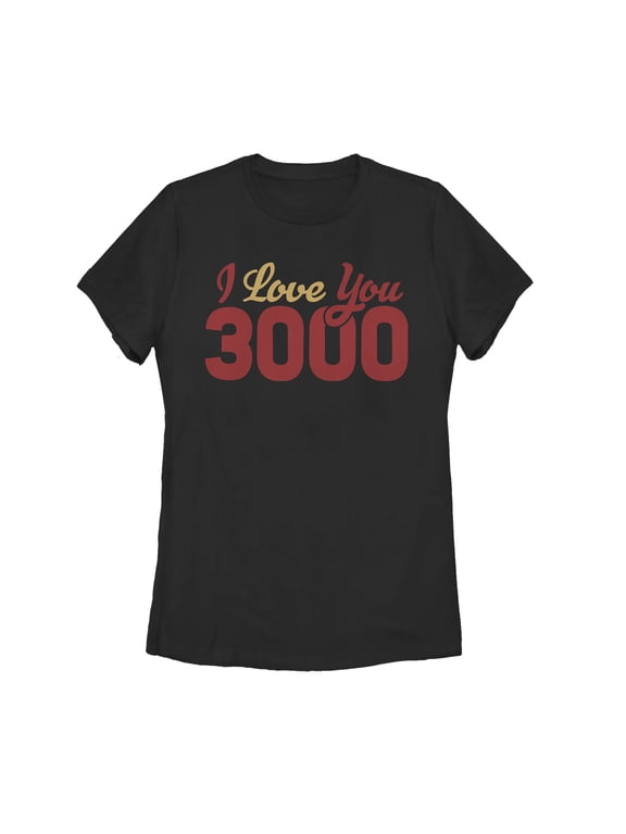 Women's Marvel Iron Man Love 3000 Script Graphic Tee Black Medium