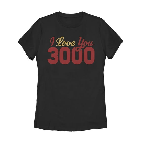 Women's Marvel Iron Man Love 3000 Script Graphic Tee Black X Large
