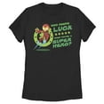 thumbnail image 1 of Women's Marvel Iron Man St. Patrick's Day Who Needs Luck Superhero Graphic Tee Black Small, 1 of 4