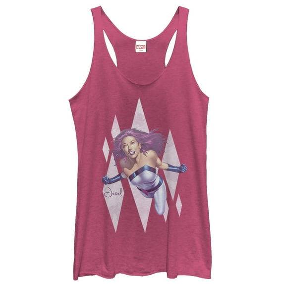 Women's Marvel Jewel in Flight Racerback Tank Top Pink Heather Small