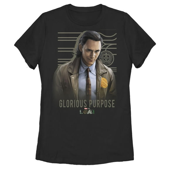 Women's Marvel Loki Glorious Purpose  Graphic Tee Black Large