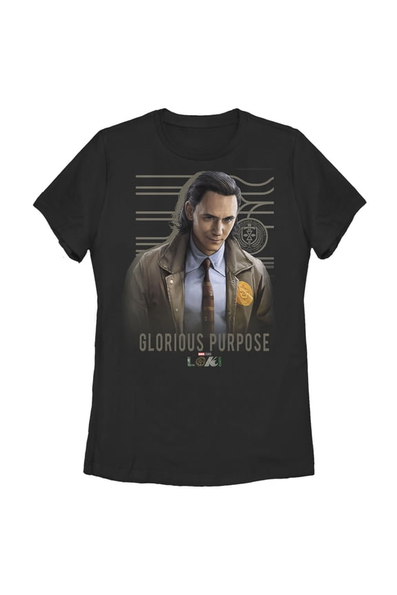 Women's Marvel Loki Glorious Purpose  Graphic Tee Black Small