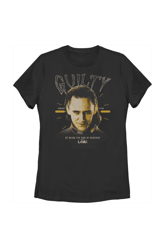 Women's Marvel Loki Guilty Graphic Tee Black Small